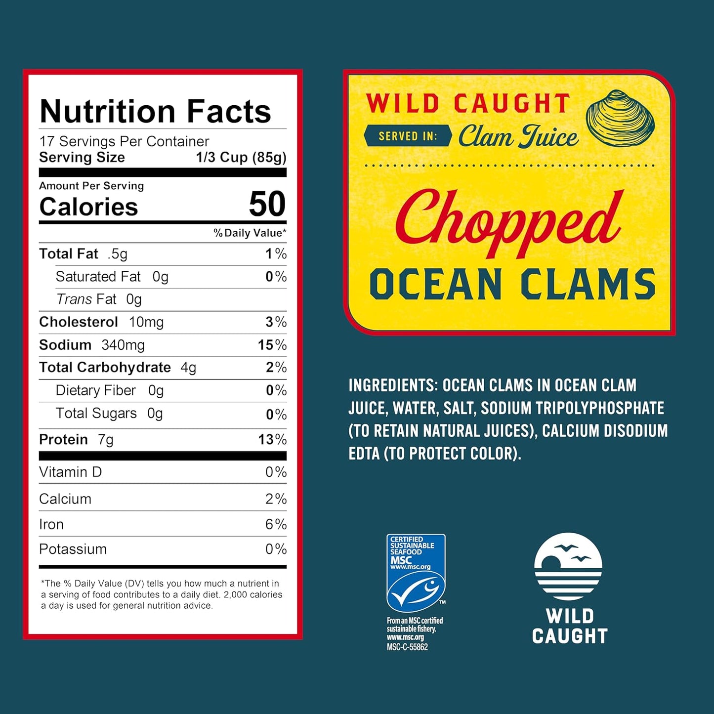 Snow's_Ocean_Chopped_Clams_Canned,_51_oz_Can_-_7g_Protein_per_Serving_-_Gluten_Free,_No_MSG,_99%_Fat_Free_-_Great_for_Pasta_&_Seafood_Recipes