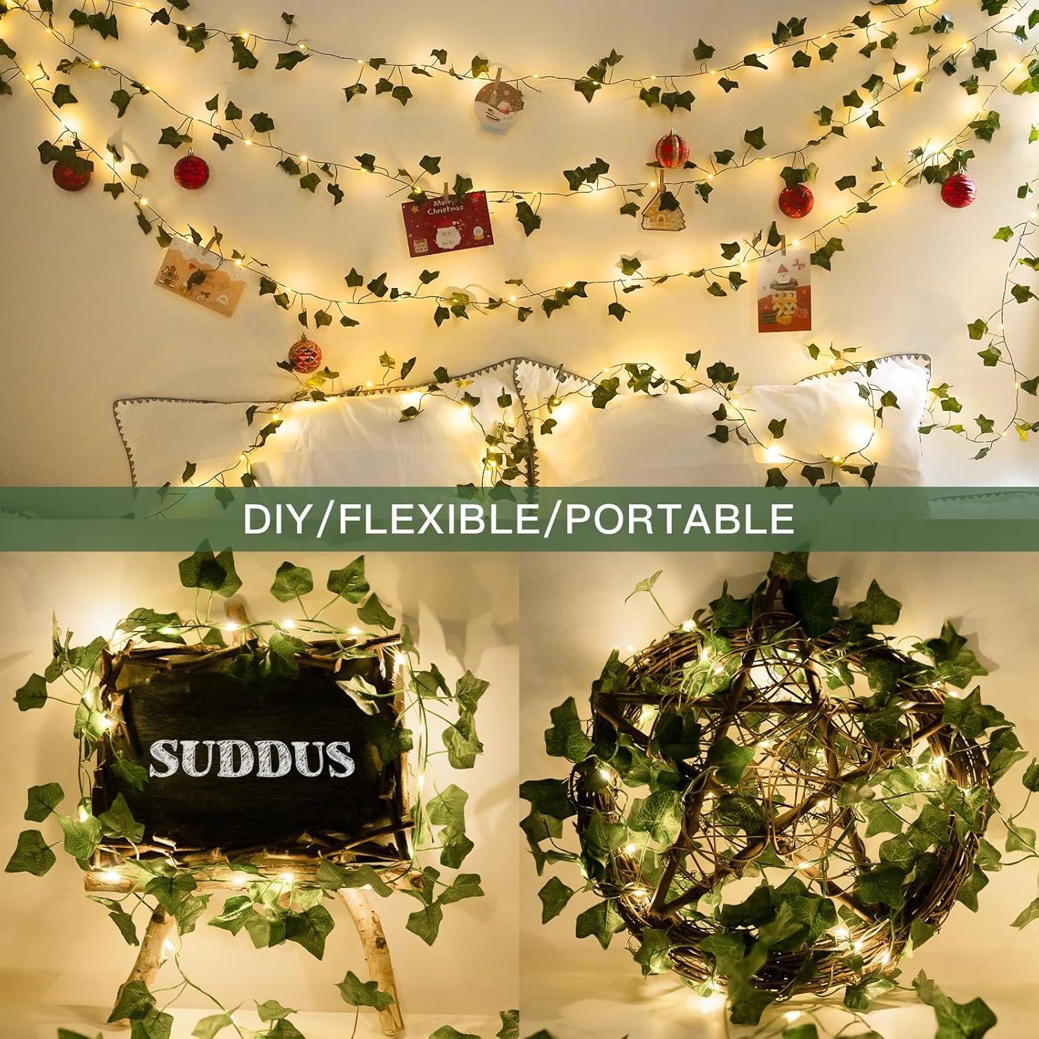 suddus_Vine_with_Fairy_Lights_Battery_Operated,_33ft_100_LED_Ivy_String_Lights_with_Remote,_Leaf_Lights_for_Bedroom,_Room,_Wall,_Garden,_Party,_Wedding_Decor_(Warm_White)