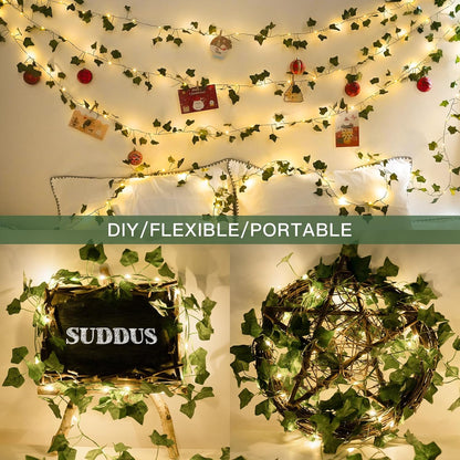suddus_Vine_with_Fairy_Lights_Battery_Operated,_33ft_100_LED_Ivy_String_Lights_with_Remote,_Leaf_Lights_for_Bedroom,_Room,_Wall,_Garden,_Party,_Wedding_Decor_(Warm_White)