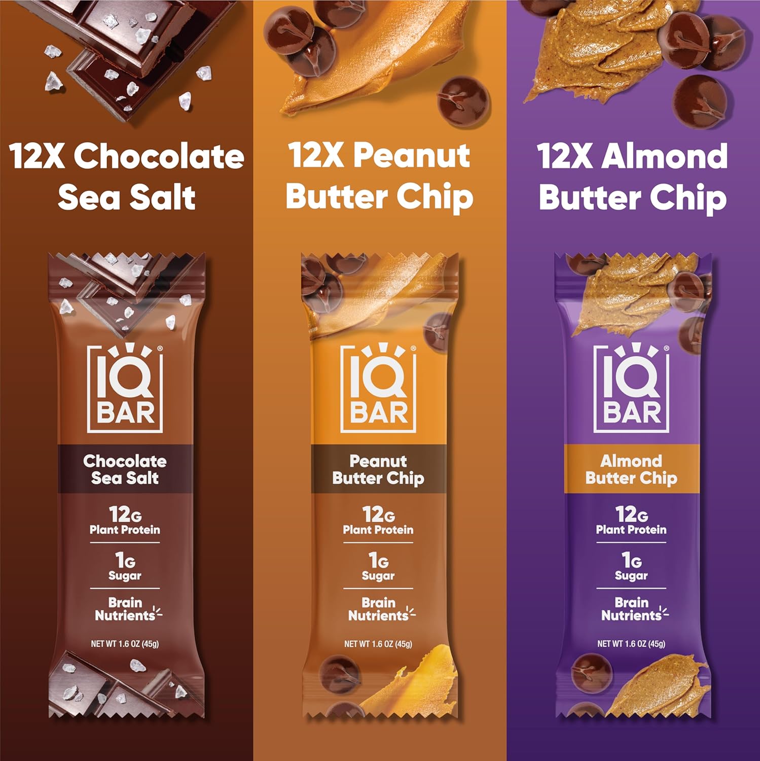 IQBAR_Clean_Plant_Protein_Bars_-_Chocolate_Lovers_Variety_-_36_Count_-_Keto,_Vegan,_High_Fiber,_Gluten_and_Dairy_Free,_Low_Sugar_Snack_-_Brain_and_Body_Nutrients_for_Focus,_Energy,_Meal_Replacement