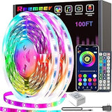 Led Lights 50ft/65.6ft/100ft/130ft Smart APP Control Music Sync Strip Lights RGB Color Changing Strips with Remote, for Bedroom Kitchen and Party