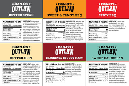 Dan-O's_Outlaw_Seasoning_6_Bottle_Set-_Butter_Dust,_Butter_Steak,_Spicy_BBQ,_Sweet_Caribbean,_Sweet_&_Tangy_BBQ,_and_Blackened_Bloody_Mary_Seasoning