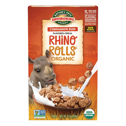 EnviroKidz_Organic_Rhino_Rolls_Cereal,_9.5_oz_(Pack_of_1),_Cinnamon_Bun,_Gluten_Free,_Non-GMO,_by_Nature's_Path