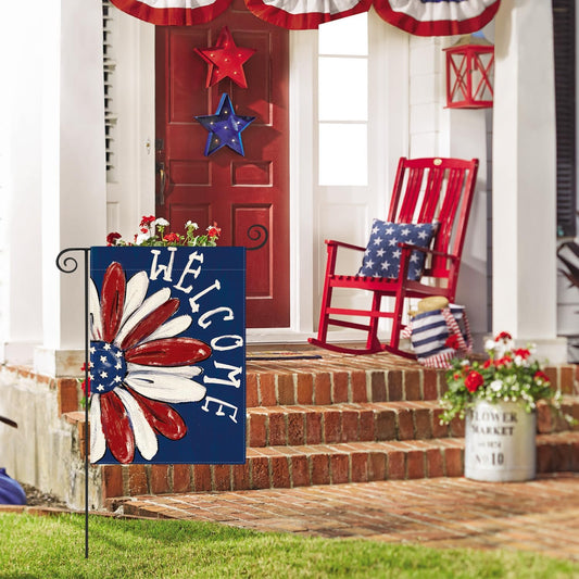 AVOIN_colorlife_Patriotic_4th_of_July_Garden_Flag_12x18_Inch_Double_Sided_Outside,_Memorial_Day_Floral_Welcome_Daisy_Yard_Outdoor_Decoration