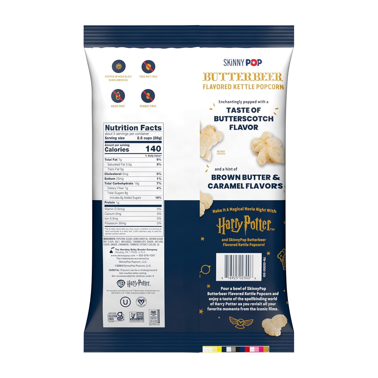 SkinnyPop_Butterbeer_Flavored_Kettle_Popcorn,_Harry_Potter_Snacks,_Gluten_Free,_Vegan,_Non-GMO,_Dairy_Free,_SkinnyPop,_5.3oz_Grocery_Sized_Bag
