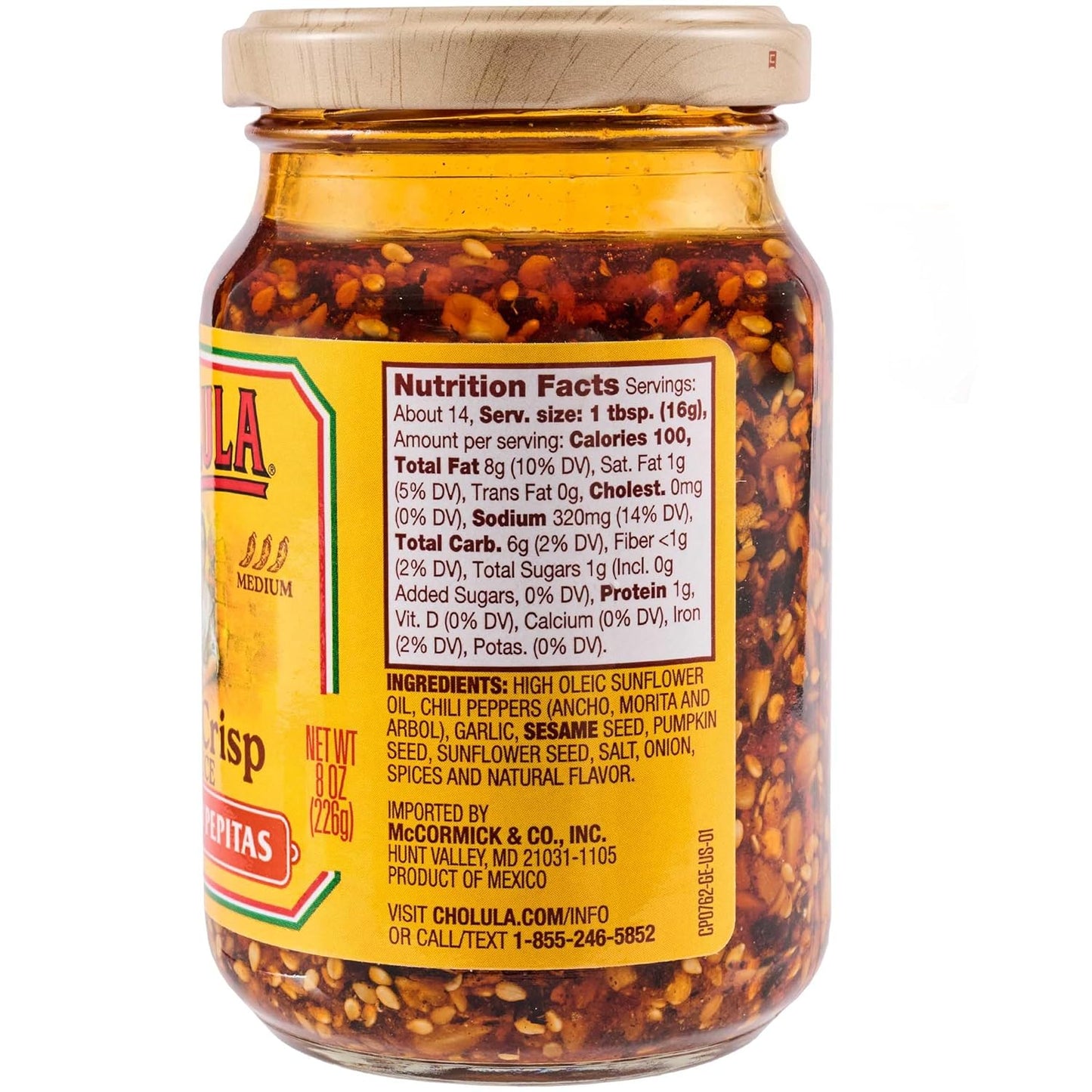 Cholula_Chili_Crisp_Sauce,_Chiles_&_Pepitas,_Crunchy_Topping_for_Tacos,_Tostadas,_Eggs,_Pizza_and_More,_8_oz