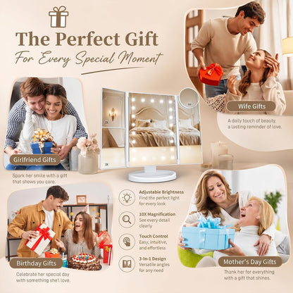 HUONUL_Makeup_Mirror,_Vanity_Mirror_with_Lights,_2X/3X/10X_Magnification,_Touch_Control,_Trifold,_Dual_Power_Supply,_Birthday_Gifts_for_Women,_Wife,_Mom,_Girls,Dorm_Room_Essentials