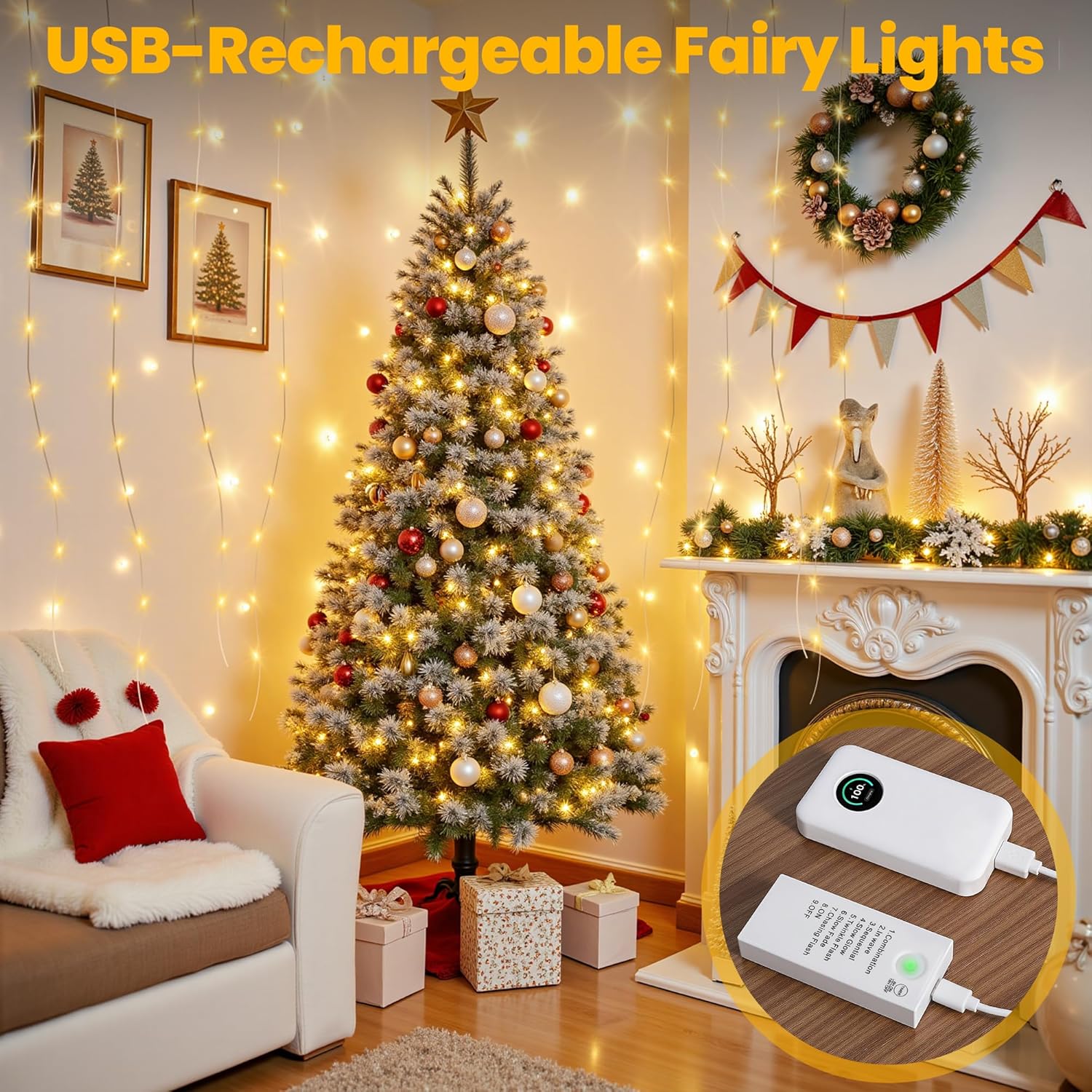Mlambert_LED_Fairy_Lights_Battery_Operated_with_Timer,_Rechargeable_Mini_Twinkle_Lights_for_Christmas_Decor,_Holiday_Party,_32.8FT(16.4x2),_Warm_White