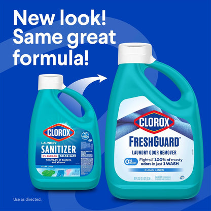 Clorox_FreshGuard_Laundry_Odor_Remover,_0%_Bleach,_Clean_Linen,_80_Fl_Oz.,_Pack_of_2_(Pack_May_Vary)