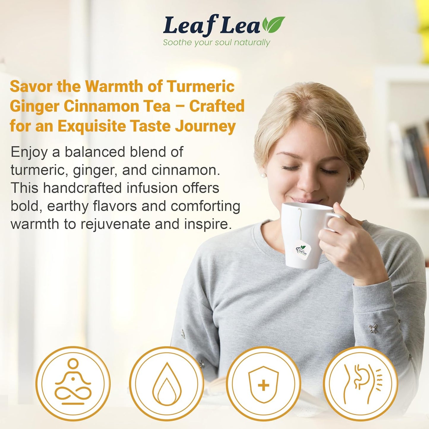 LeafLea_40_Turmeric_Ginger_Cinnamon_Tea_Bags,_100%_Natural_Ingredients_Herbal_Tea,_Turmeric_Ginger_Herbal_Blend_for_Wellness,_Vegan,_No_Sugar,_Caffeine-Free,_Individually_Wrapped_for_Freshness