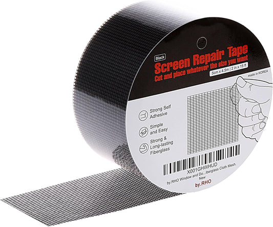 by.RHO_Window_Screen_Repair_Kit_Tape_(Black,_2"_x_15FT)_for_Window_Screen_and_Screen_Door_Tears_Holes_3-Layer_Strong_Adhesive_&_Waterproof_Tape_Fiberglass_Covering_mesh