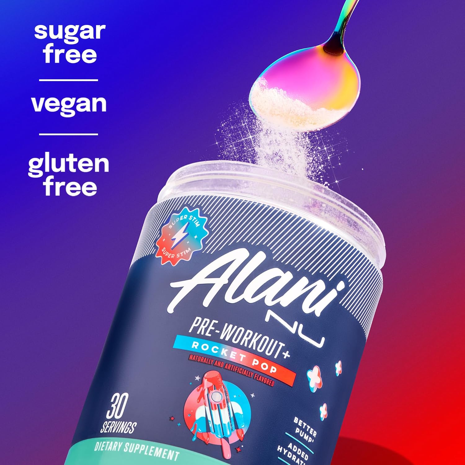 Alani_Nu_Pre_Workout+_Powder_Rocket_POP,_Extra_Boost,_Sugar_Free,_300mg_Caffeine,_L-Theanine,_Beta-Alanine,_Citrulline,_30_Servings