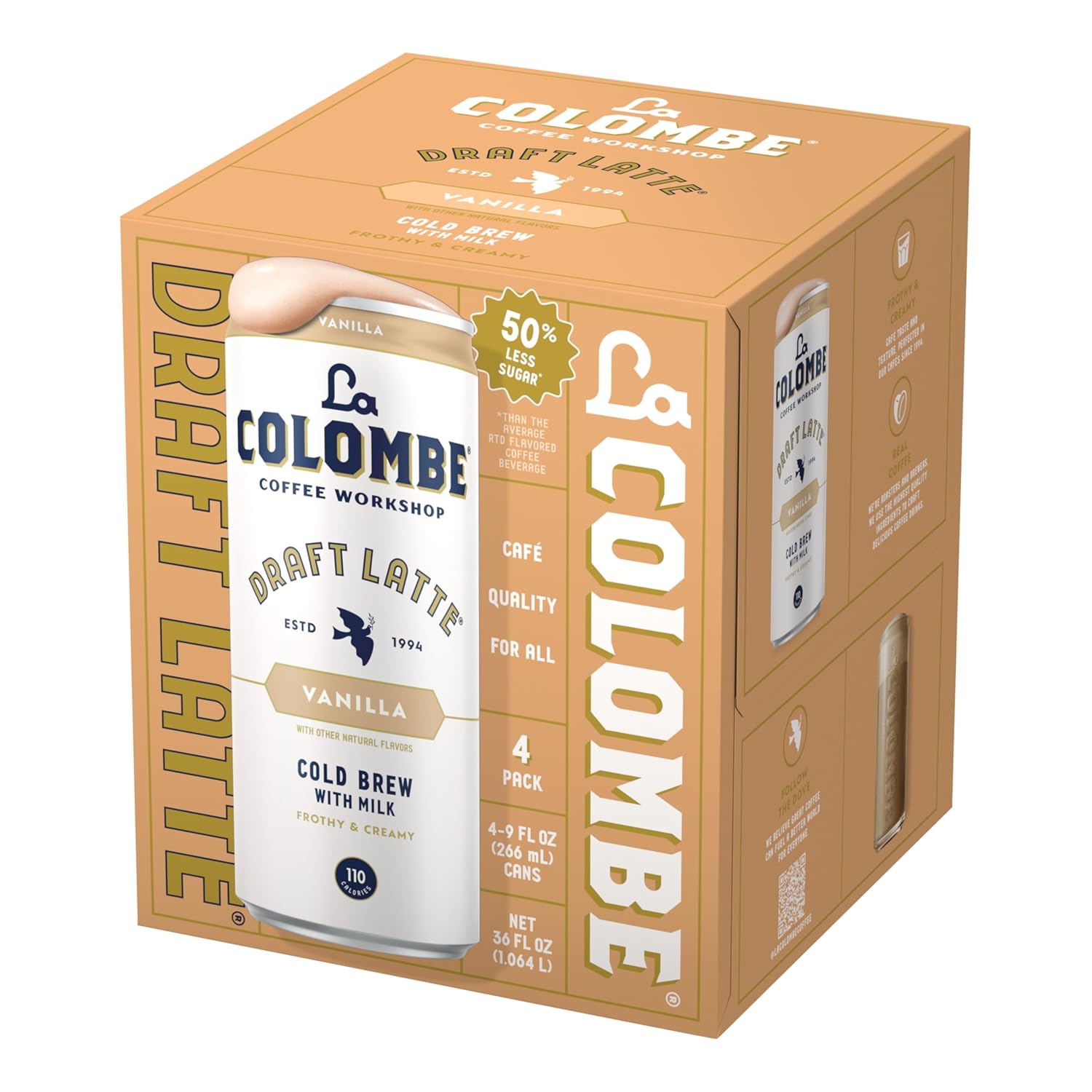 La_Colombe_Vanilla_Draft_Latte_-_9_Fl._Oz._4_Pack_-_100%_Arabica,_Single-Origin,_Brazilian_Cold_Brew_Coffee_with_Lactose-Free_Foamy_Milk,_Premium_Coffee_On_the_Go,_115mg_Natural_Caffeine
