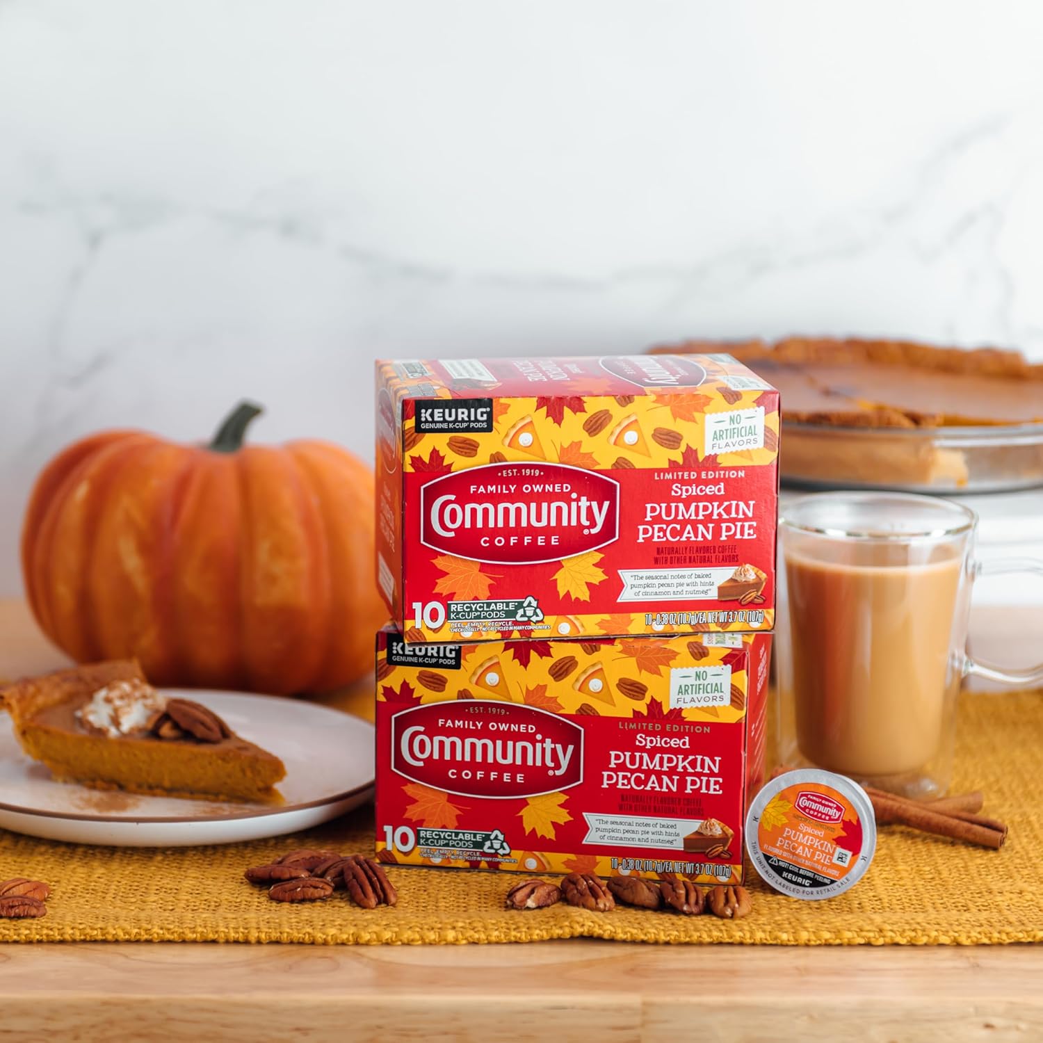 Community_Coffee_Spiced_Pumpkin_Pecan_Pie_Flavored_Coffee_Pods,_10_count,_Medium_Roast_Compatible_with_Keurig_2.0_K-Cup_Brewers_(10_pods)
