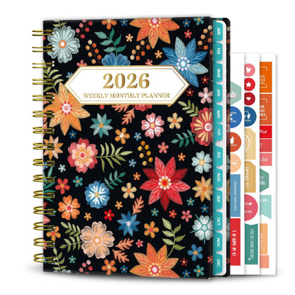 Ymumuda 2026 Planner, Daily Weekly and Monthly Planner，Jan 2026 - Dec 2026, 8.4&amp;#34; x 6.3&amp;#34;, 2026 Calendar Planner Book with Tabs, Spiral Notebook with Inner Pocket for Office Home School Supplies
