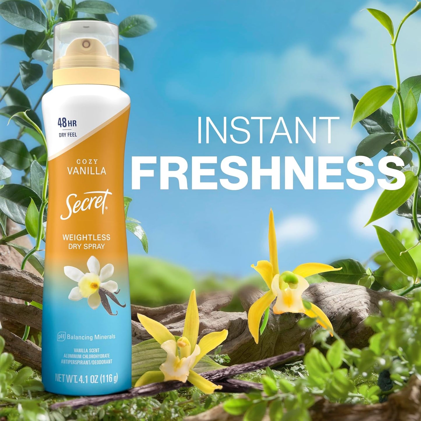 Secret_Dry_Spray_Antiperspirant_Deodorant_for_Women,_48hr_Weightless_Sweat_&_Odor_Protection,_Gentle_on_Skin,_Cozy_Vanilla_Scent,_4.1_oz_(Pack_of_3)