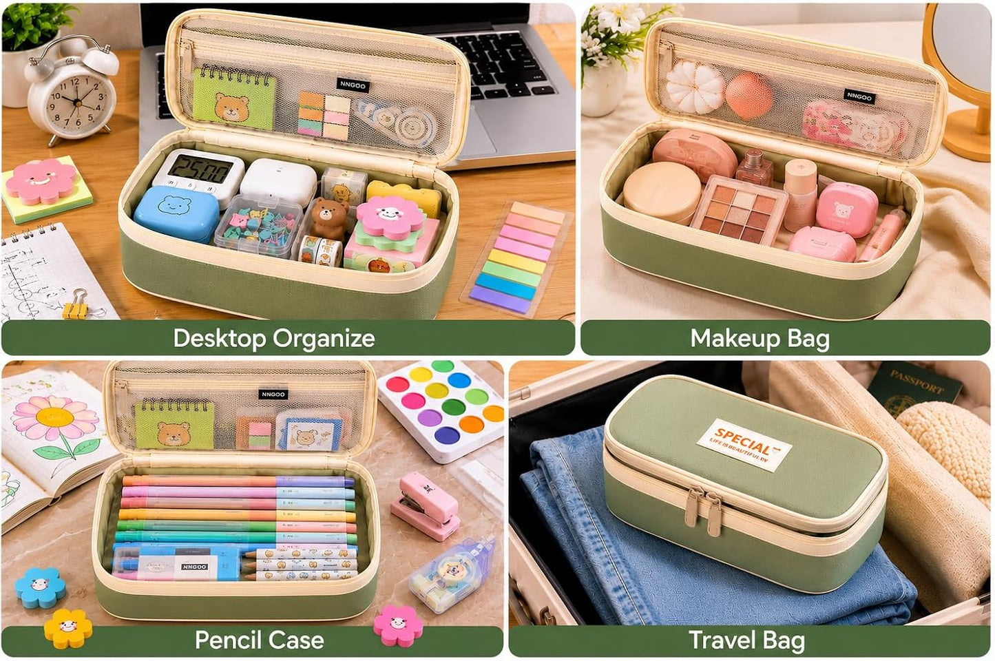 PUPTILY_Pencil_Case,_Large_Capacity_Aesthetic_Pencil_Cases_with_Durable_Zipper,_Big_Stationery_Pencil_Pouch_for_Women_&_Men,_Adults_Portable_Storage_Organizer_Bag_for_College,_Office,_Travel_(Green)