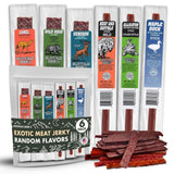 Buffalo Bob's Wild Game Meat Snacks (6 Pack), Beef Jerky Variety Pack, Jerky Gift Baskets for Fathers/Dad, Exotic Random Jerky Sampler Set, Mens Hunting Stocking Stuffers, Jerky Gift Set