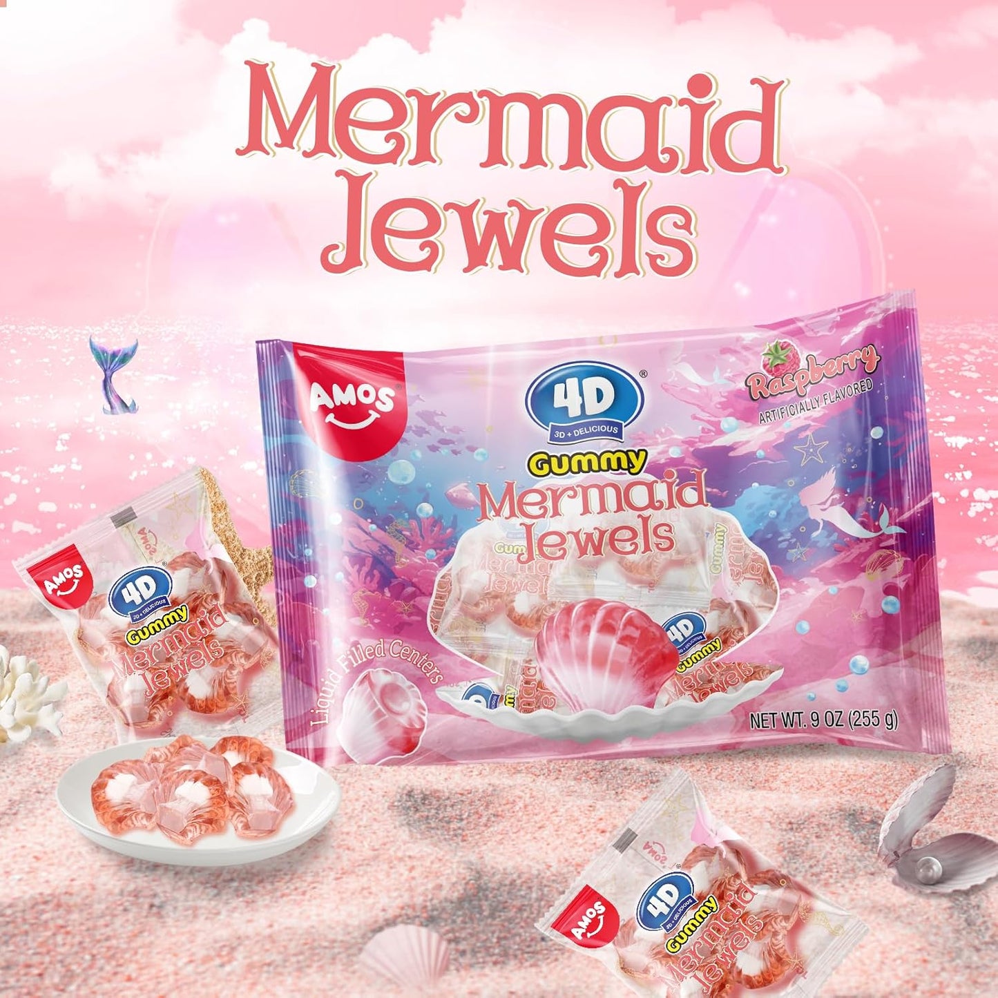 Amos_4D_Gummy_Candy_Mermaid_Jewels_Fruity_Filled,_Soft_Center_Jelly-filled_Seashell_Candy,_Raspberry_Flavor_Christmas_Candy_(9oz_Pack)_pink