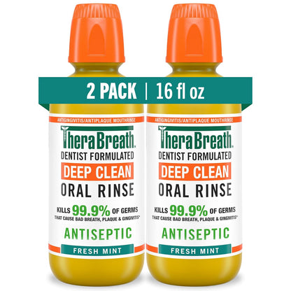TheraBreath_Deep_Clean_Mouthwash,_Antiseptic_Benefits,_Fresh_Mint_Flavor,_Dentist_Formulated,_Alcohol_Free,_16_fl_oz_(Pack_of_2)