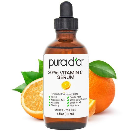 PURA_D'OR_20%_Vitamin_C_Facial_Serum_4_Oz_Antioxidant_Blend_w/Retinol,_Hyaluronic_Acid,_Vitamin_E,_Ferulic_Acid_-_Hydrating_Lightweight_Skincare_Formula_-_Men_Women_Daily_Use_After_Bath_Oil_Skin_Care