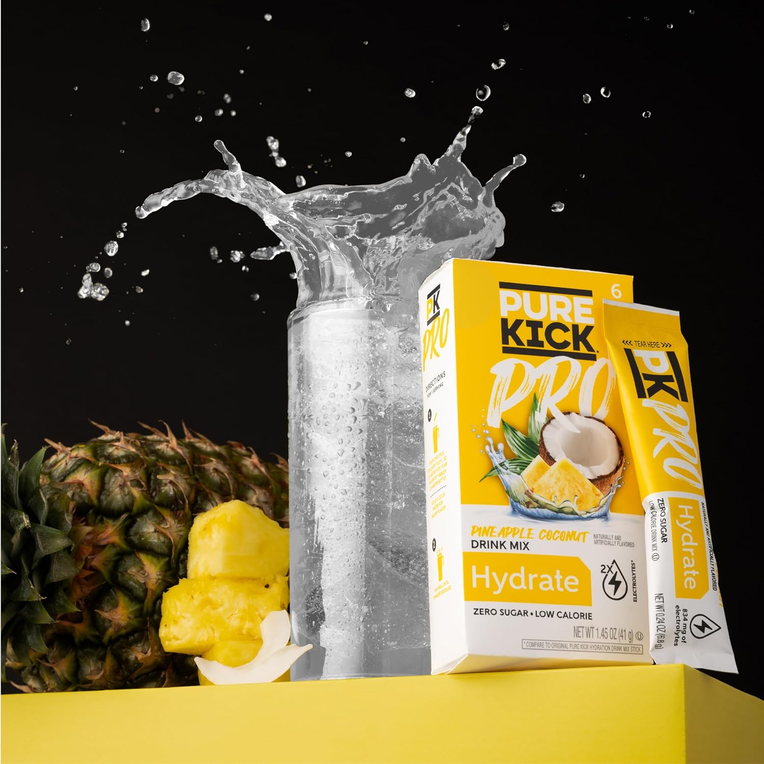 PURE_KICK_PRO_Hydration_Electrolyte_Drink_Mix,_Pineapple_Coconut,_Includes_1_Box_with_6_Packets_in_Each
