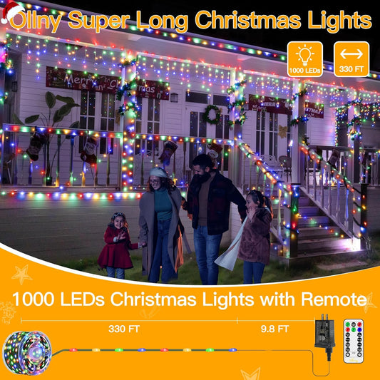 Ollny_Christmas_Lights_1000_LED_330_FT,_IP67_Waterproof_Plug_in_Christmas_Tree_Lights_with_Remote,_8_Modes,_3_Timers,_Dimmable,_House_Xmas_Indoor_Decorations_Outdoor_Christmas_Lights_(Multicolored)