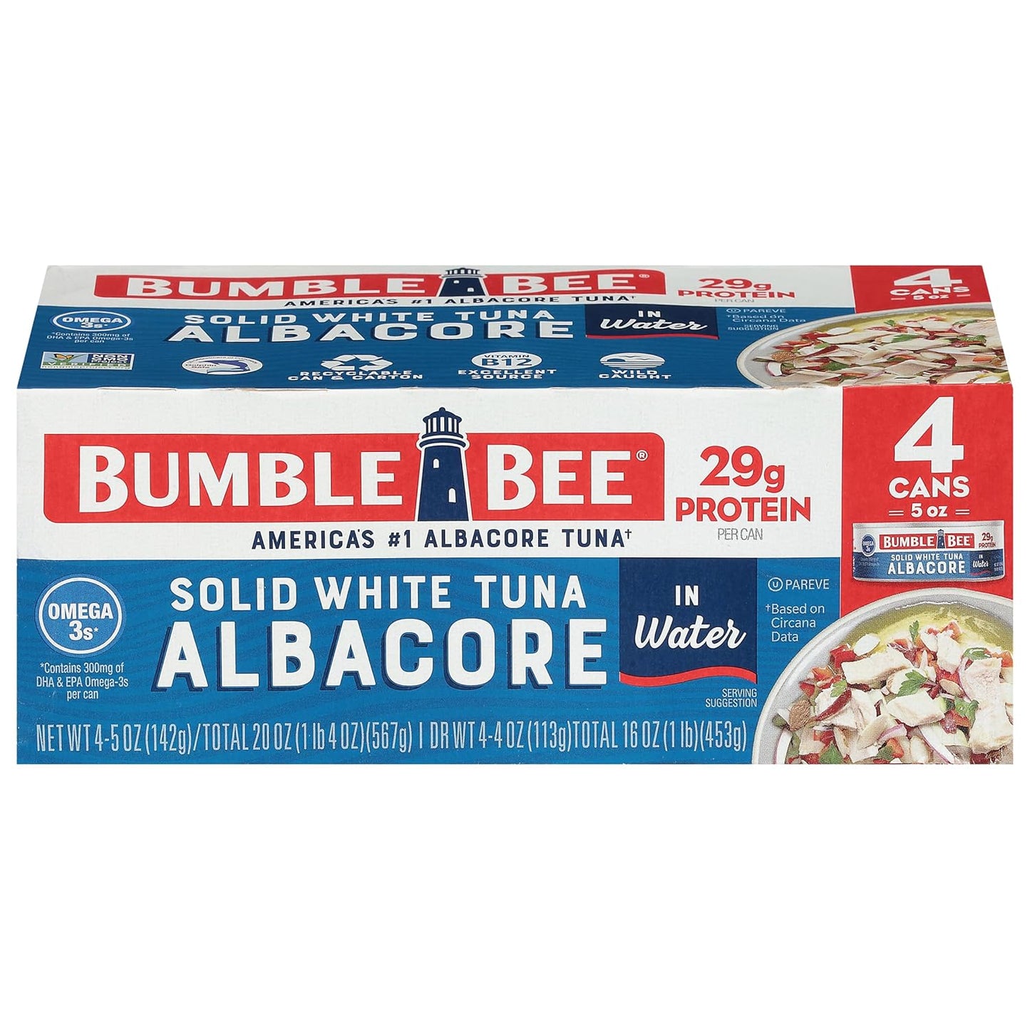 Bumble_Bee_Solid_White_Albacore_Tuna_in_Water,_5_oz_Can_(Pack_of_4)_-_Wild_Caught_Tuna_-_29g_Protein_per_Serving,_High_in_Omega-3s_-_Non-GMO_Project_Verified,_Gluten_Free,_Kosher