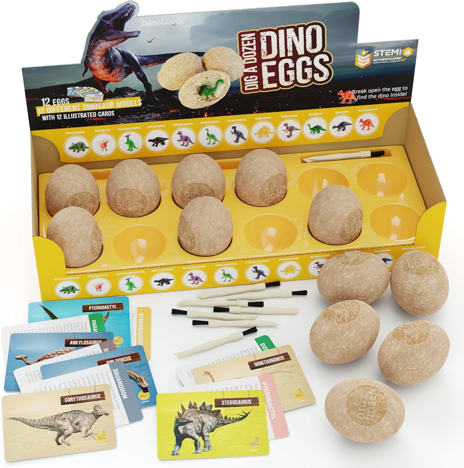 Dan&Darci_Dig_a_Dozen_Dino_Egg_Kit_for_Kids_-_Easter_Basket_Stuffers_-_Dinosaur_Toys_Gift_3-12_Year_Old_-_12_Eggs_&_Surprise_Dinosaurs_-_Science_STEM_Activities_-_Boy_Toy_Party_Gifts_for_Boys_&_Girls
