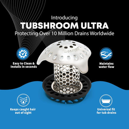 TubShroom_Ultra_Revolutionary_Bath_Tub_Drain_Protector_Hair_Catcher/Strainer/Snare,_Stainless_Steel,_Stainless_Combo