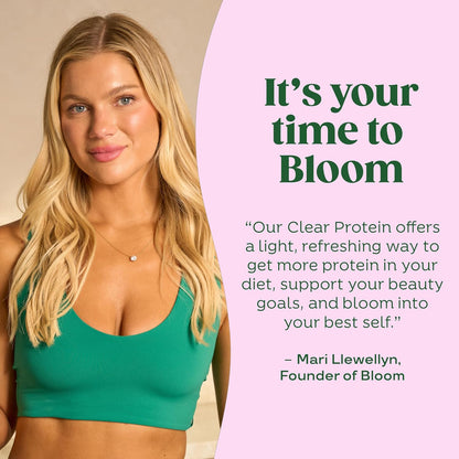 Bloom_Clear_Protein,_Whey_Protein_Isolate_with_Collagen_Peptides_and_Digestive_Enzymes,_20g_Protein,_Sugar_Free_Post_Workout_Drink_Mix,_90_Calories,_Strawberry_Watermelon,_10_Servings
