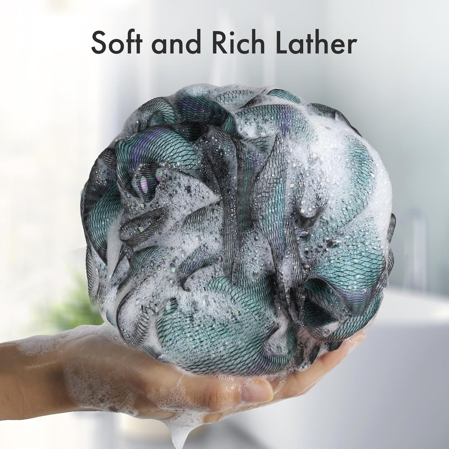 AmazerBath_Charcoal_Loofah_Sponge,_Shower_Loofah_60g/PCS_-_Body_Scrubber_Loofa_Set_of_4_-_Charcoal_Blue,_Green,_Purple_&_Red,_Bath_Sponge_for_Men_and_Women