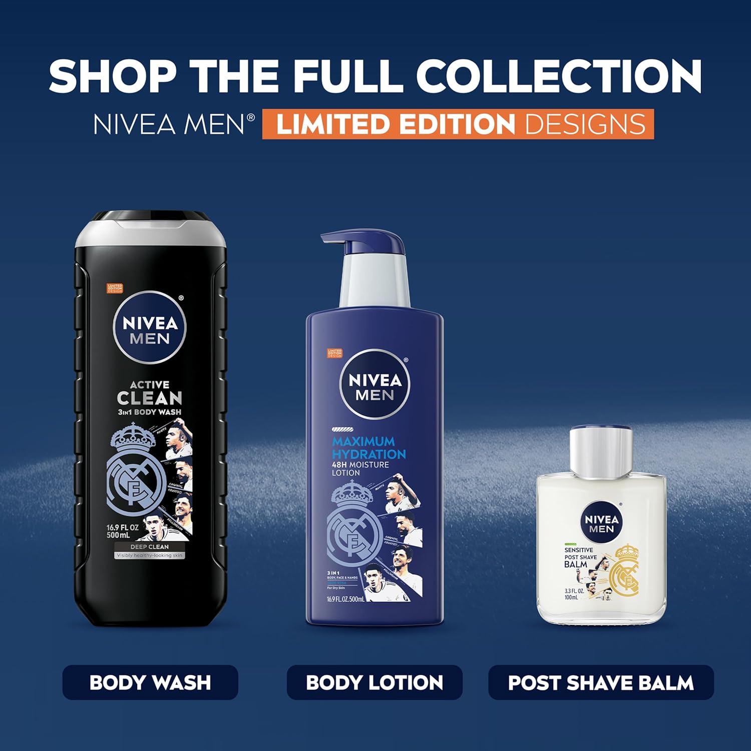 NIVEA_MEN_Real_Madrid_Limited_Edition_Design_Maximum_Hydration_48-Hour_Moisture_Body_Lotion_for_Dry_Skin,_Aloe_Vera_Lotion_for_Men,_3-in-1_Body,_Face_and_Hands,_16.9_Fl_Oz_Bottle