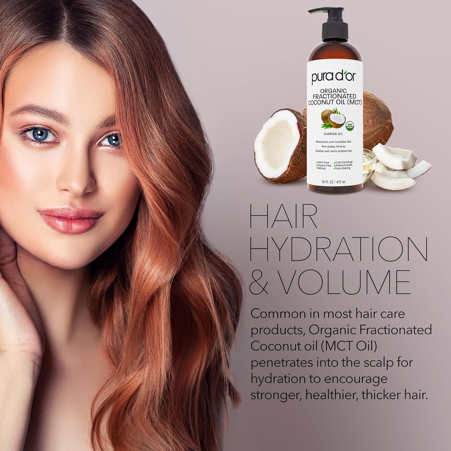 PURA_D'OR_16_Oz_ORGANIC_Fractionated_Coconut_Oil_–_USDA_Certified_–_MCT_Oil_–_Therapeutic,_Hydrating,_Lightweight_Moisturizer_–_Hexane_Free_Carrier_Oil_For_Essential_Oils_&_Massage_–_Face,_Hair_&_Body