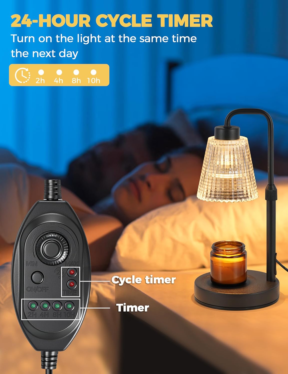 GODONLIF_Candle_Warmer_Lamp_with_Timer,_Birthday_Gifts_for_Women_Home_Decor_|_24h_Cycle_Timer_Dimmable_Wax_Melt_Warmer_with_2_Bulbs,_Fall_Decor_for_Home_Living_Room_Halloween_Decorations_Gifts_for_Mom