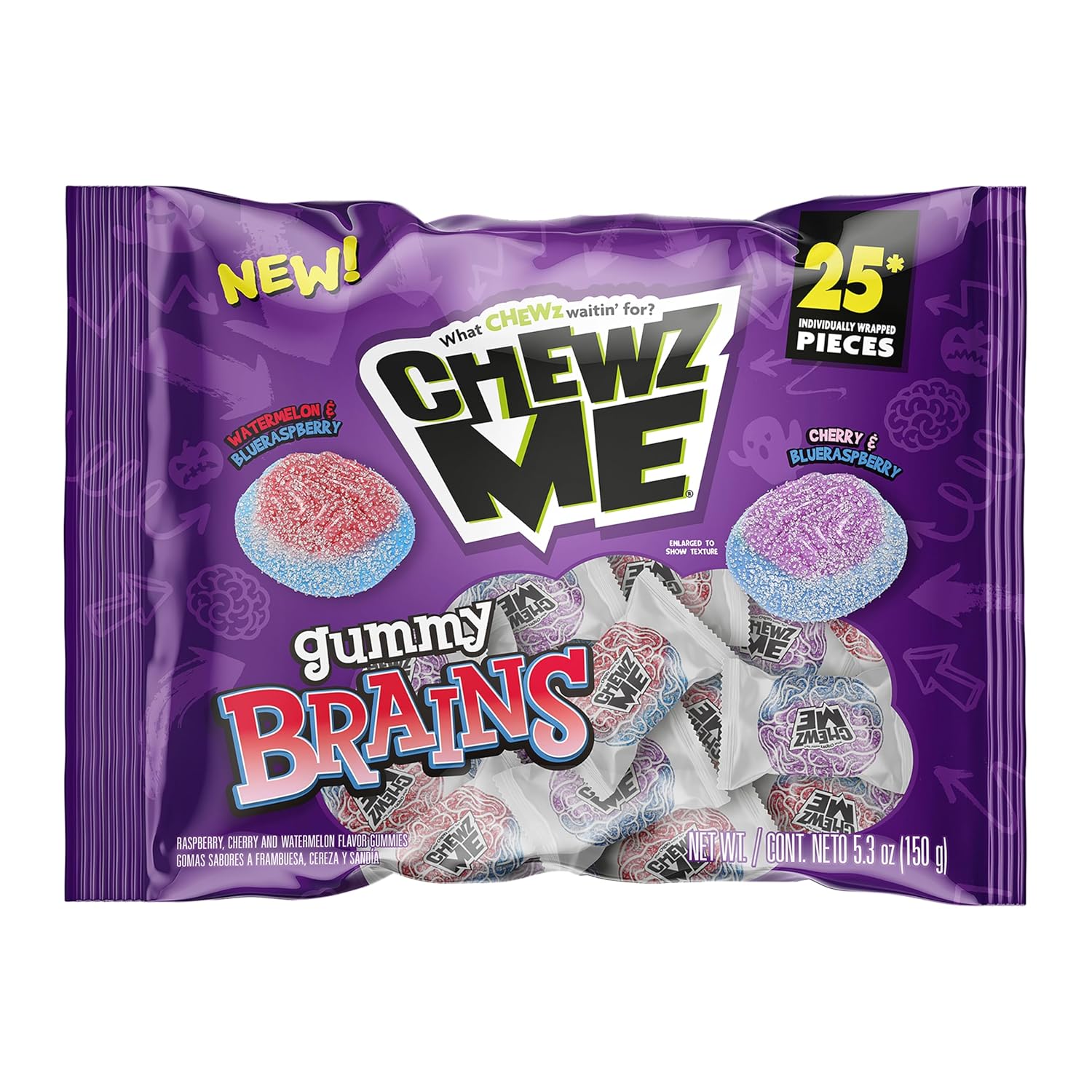 ChewzMe_Gummy_Brains,_Gummy_Candy_Halloween_Party_Favors,_25_Count_(Pack_of_1)