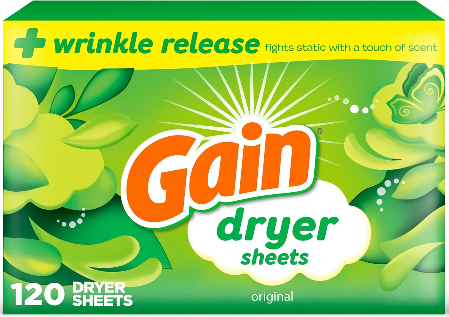 Gain_dryer_sheets_Plus_Wrinkle_Release,_Original_Scent,_120_Count,_Fights_static_with_a_touch_of_scent,_laundry_sheets