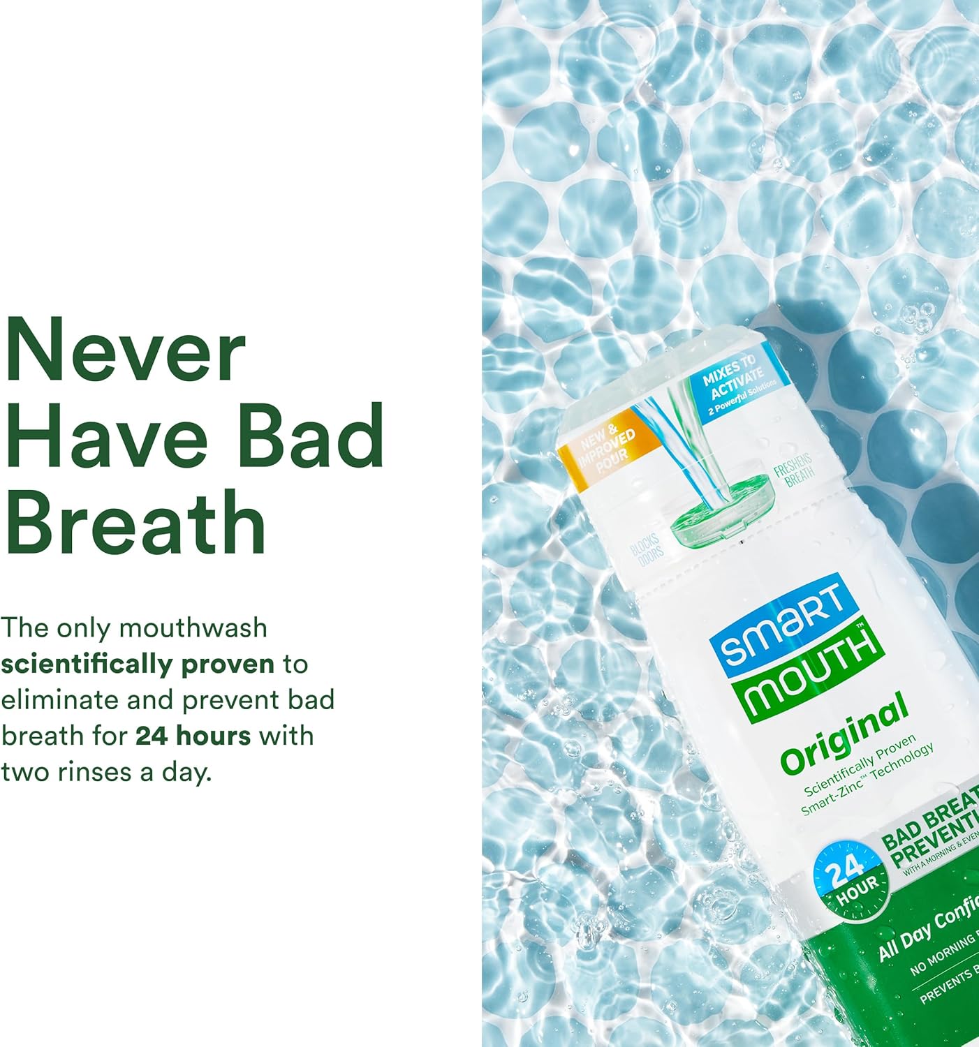 SmartMouth_Original_Zinc_Activated_Mouthwash_-_Instant_Fresh_Breath_Mouthwash_-_Eliminates_Bad_Odors_and_Bad_Breath_-_Alcohol-Free,_Sugar-Free,_Gluten-Free_-_Fresh_Mint_-_16_fl_oz_(2_Pack)