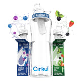 Cirkul. BPA-Free Plastic Water Bottle Starter Kit with Blue Lid, 2 Flavor Cartridges (1 LifeSip Fruit Punch, 1 FitSip Mixed Berry) No Sugar, Zero Calorie Drink Mix