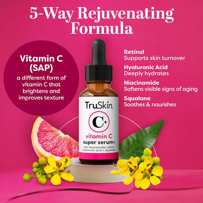 TruSkin_Vitamin_C_Super_Serum_for_Face_-_Five_Skin_Benefits_in_One_Serum_with_Vitamin_C,_Retinol,_Niacinamide,_Hyaluronic_Acid_&_Squalane_-_Brighten,_Firm_&_Smooth_the_Look_of_Skin,_2_Fl_Oz