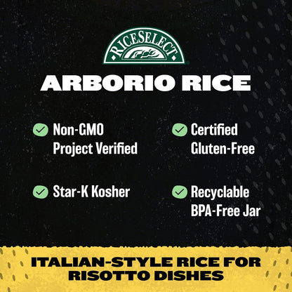 RiceSelect_Arborio_Rice_for_Italian_Risotto,_Premium_Gluten-Free_Rice,_Non-GMO,_32-Ounce_Jar,_(Pack_of_1)