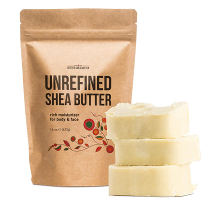 Raw Shea Butter - 100% Pure African Unrefined Shea Butter with Natural Smoky Scent | Moisturizer for Dry Skin &amp;amp; Hair, DIY Body Butter, Soap, Lip Balm - 1 lb Bar