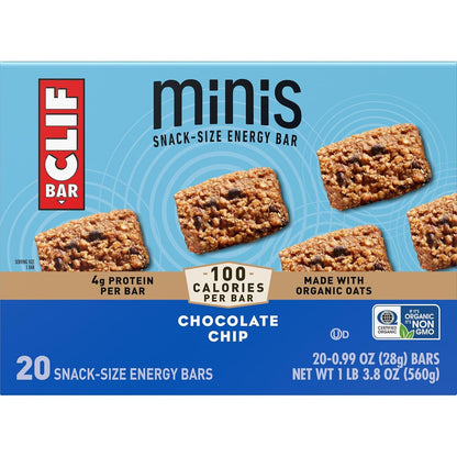 CLIF_BAR_Minis_-_Chocolate_Chip_-_Made_with_Organic_Oats_-_4g_Protein_-_Non-GMO_-_Plant_Based_-_Snack-Size_Energy_Bars_-_0.99_oz._(20_Pack)