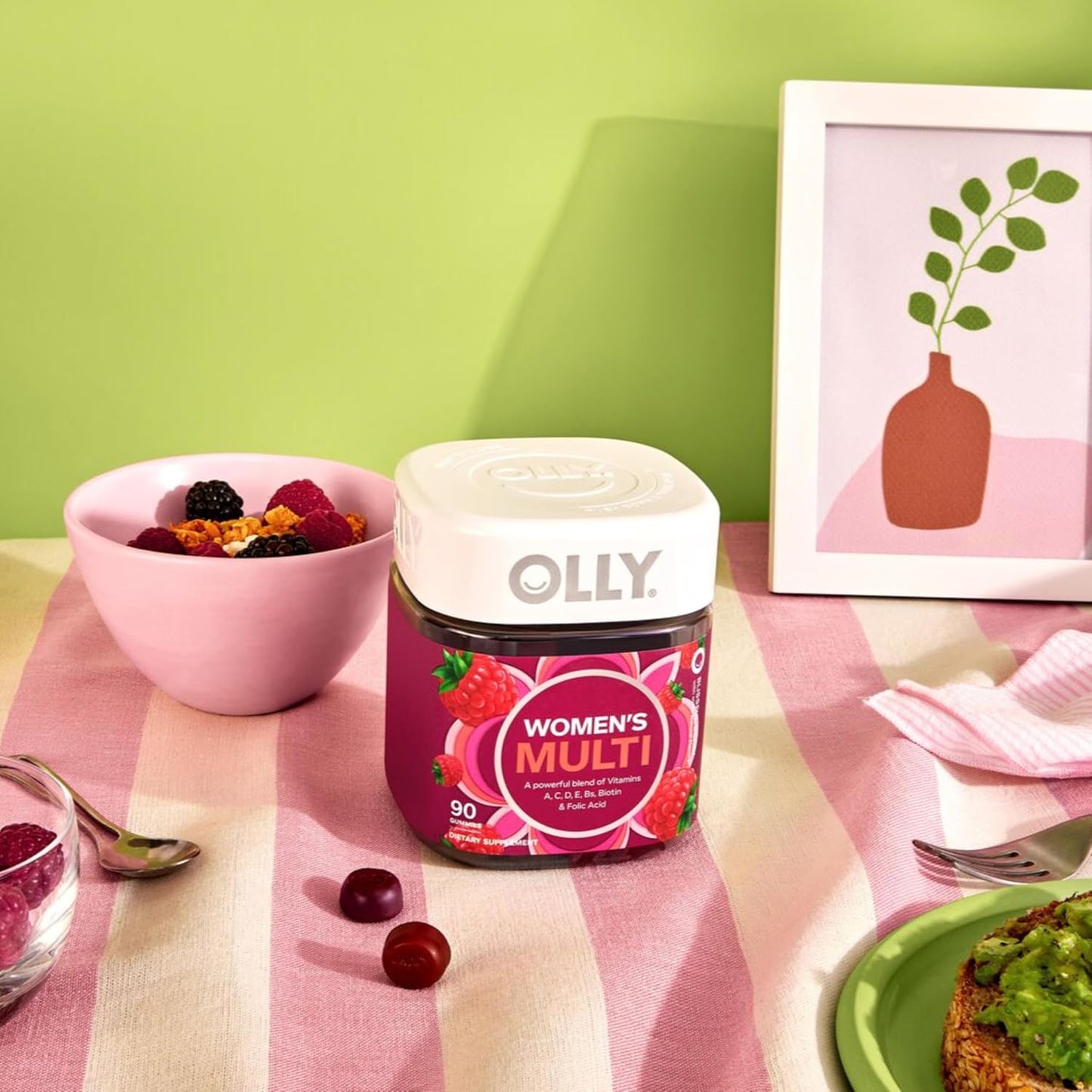 OLLY_Women's_Multivitamin_Gummy,_Vitamins_A,_D,_C,_E,_Biotin,_Folic_Acid,_Adult_Chewable_Vitamin,_Berry_Flavor,_45_Day_Supply_-_90_Count