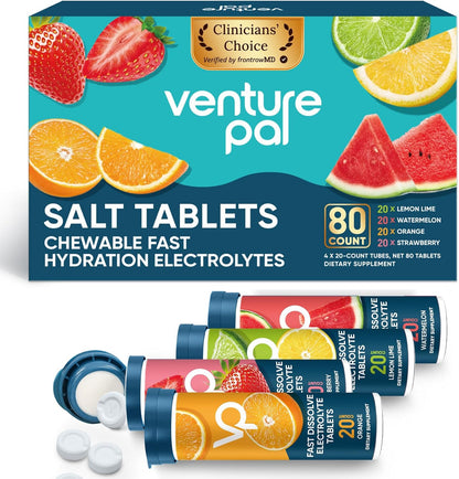Venture_Pal_Chewable_Electrolyte_Tablets,_80_Count_Fast-Dissolve_Sugar-Free_Stick_Salt_Tablets,Gluten_Free_–_Variety_Pack_for_Rapid_Hydration,_Outdoor_Running,_Hiking_|_Keto_&_Vegan_Friendly_|_4_Pack