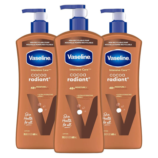 Vaseline_Intensive_Care_Body_Lotion_Cocoa_Radiant_3_count_for_Dry_Skin_Lotion_Made_with_Ultra-Hydrating_Lipids_and_Pure_Cocoa_Butter_for_a_Long-Lasting,_Radiant_Glow_20.3_Oz