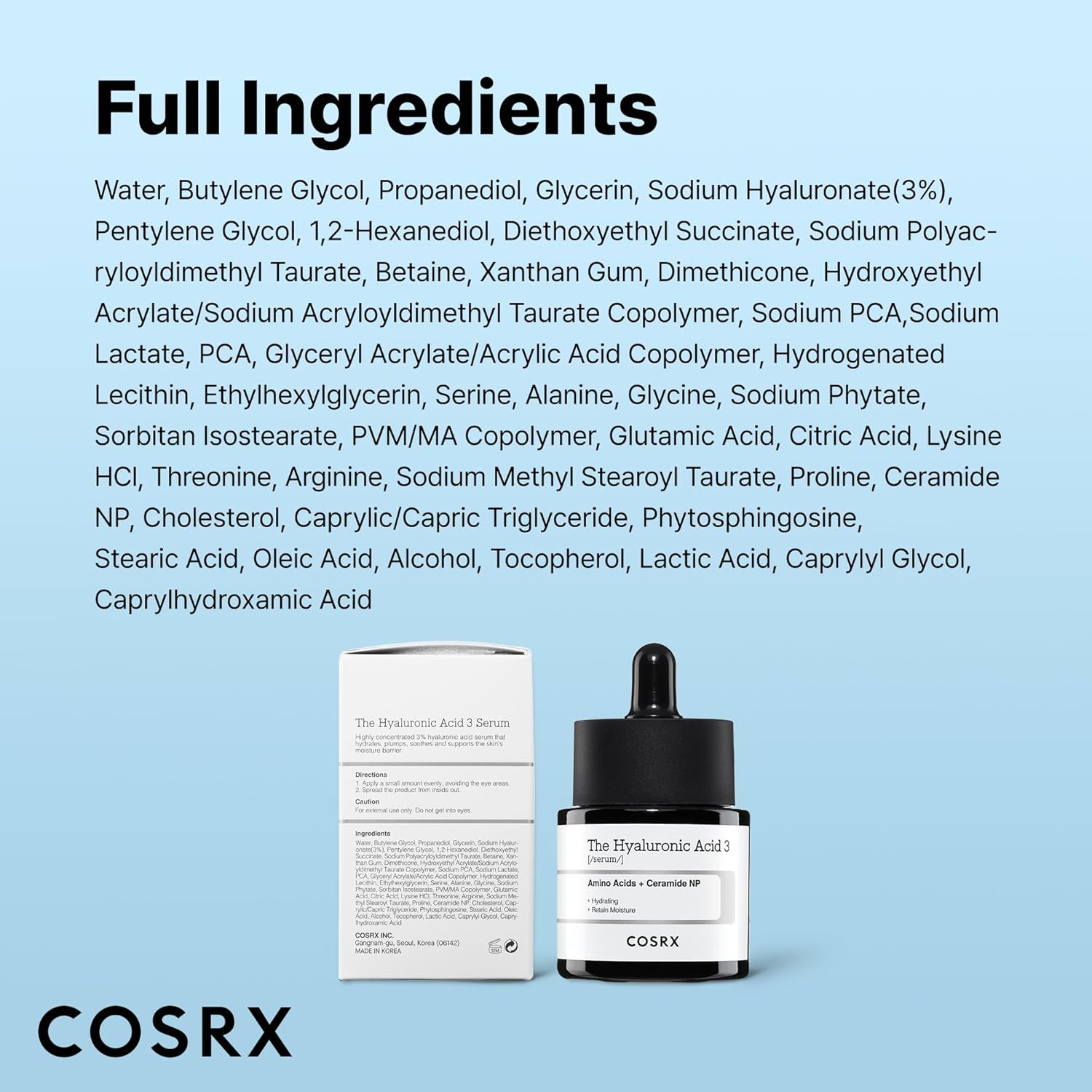 COSRX_Pure_Sodium_Hyaluronic_Acid_3%_Serum,_Hydratying_&_Moisture_Boosting_for_Fine_Lines_&_Wrinkles,_Repair_Dry_Skin,_0.67fl.oz/20ml,_No_Artificial_Fragrance,_Korean_Skin_Care
