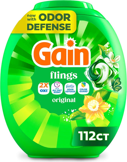 Gain_Flings_Liquid_Washing_Detergent_Pods,_Now_with_Odor_Defense_+_Color_Guard,_Original_Scent,_4-In-1_Liquid_Laundry_Detergent_Pacs,_Clean_&_Fresh,_112_Count_(Packaging_May_Vary)
