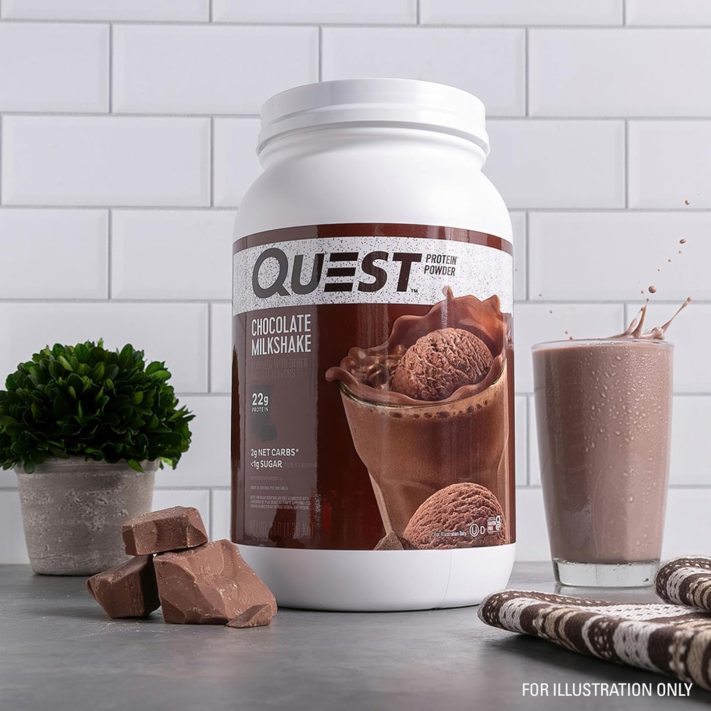 Quest_Nutrition_Chocolate_Milkshake_Protein_Powder,_22g_Protein,_1g_Sugar,_Low_Carb,_Gluten_Free,_3_Pound,_43_Servings