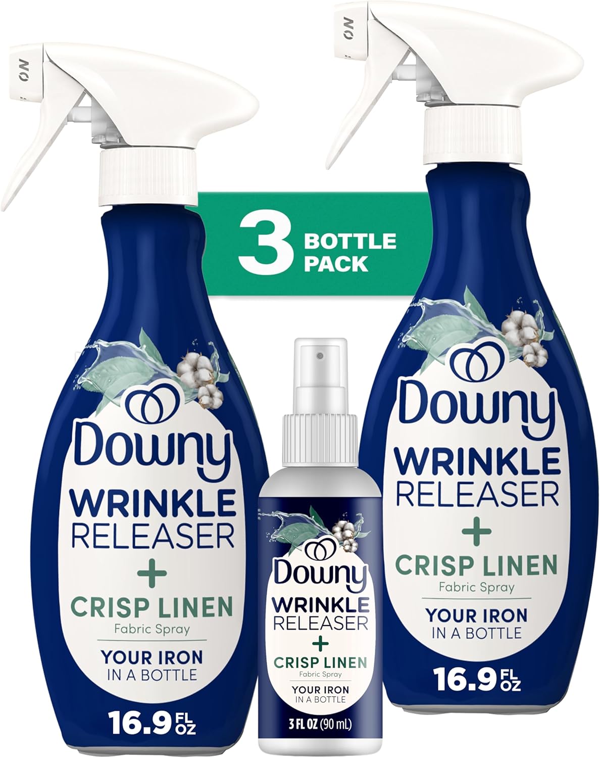 Downy_Wrinkle_Releaser_Spray_|_All_In_One_Wrinkle_Release_Spray,_Odor_Eliminator,_Static_Remover_|_Fabric_Refresher_&_Ironing_Aid_for_Clothes_|_16.9_Fl_Oz_(Pack_of_2)_&_3_FL_Oz,_Crisp_Linen_Scent